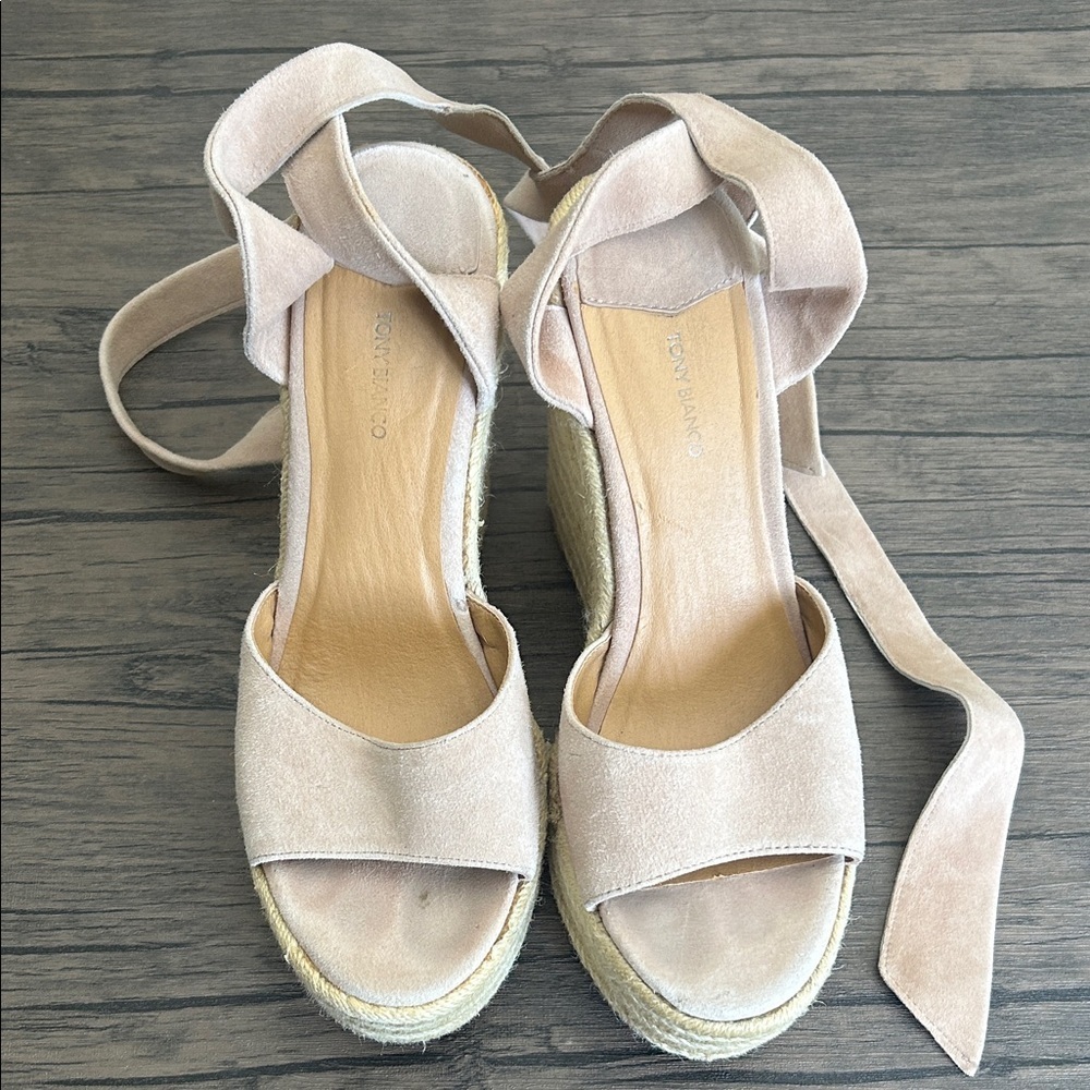 TONY BIANCO Barca  Blush  Lace Up Espadrille Wedge size 40/9.5